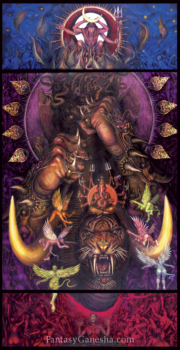 Fantasy Ganesha Painting, The Fighter 